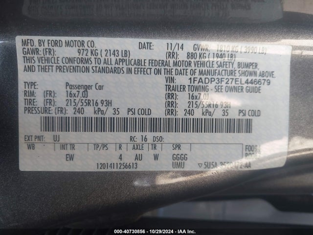 Ford FOCUS SE 2014 1FADP3F27EL446679 Image 9