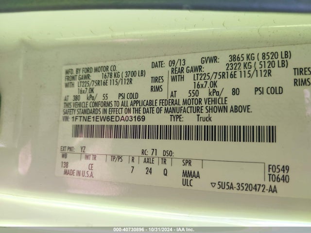 Ford E-150 Commercial 2014 1FTNE1EW6EDA03169 Image 9