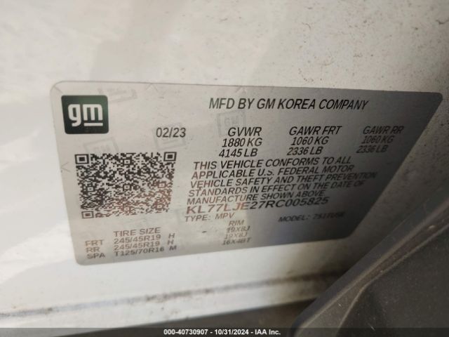 KL77LJE27RC005825 Chevrolet Trax Fwd 2rs