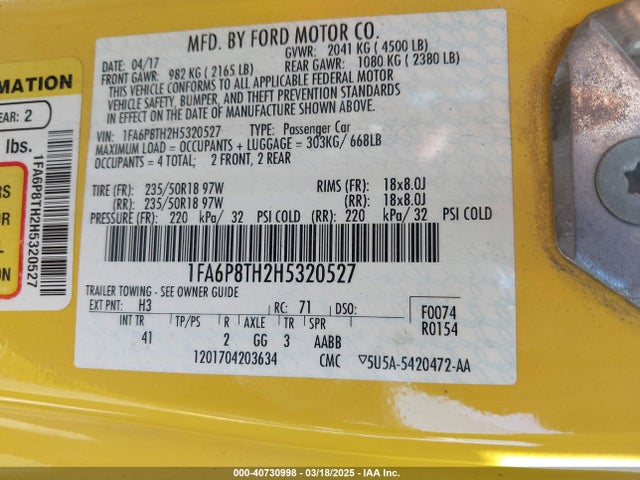 Ford Mustang Ecoboost Premium 2017 1FA6P8TH2H5320527 Image 9
