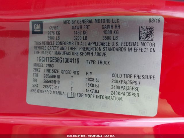1GCHTCE38G1364119 Chevrolet Colorado Lt
