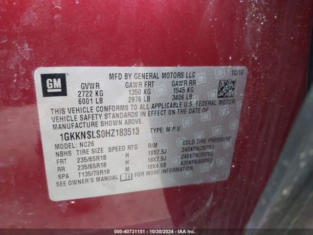 1GKKNSLS0HZ183513 GMC Acadia Sle-2