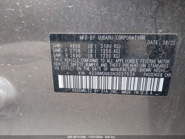 4S3BWGN60N3027539 Subaru Legacy Limited Xt