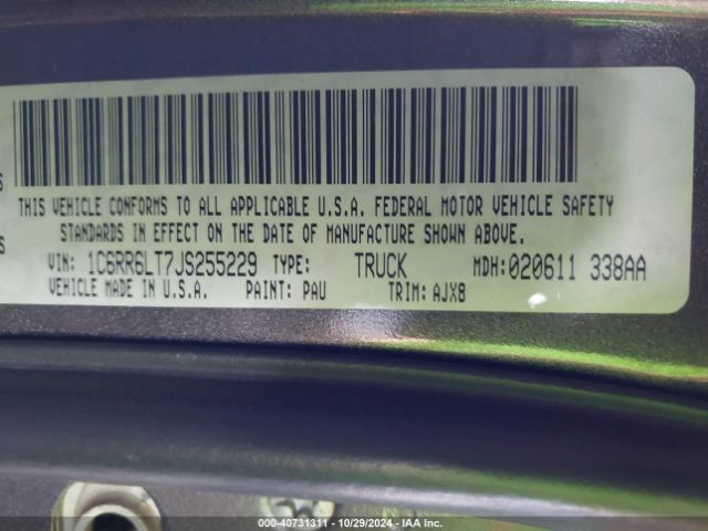 1C6RR6LT7JS255229 RAM 1500 Lone Star Silver  4x2 5'7 Box