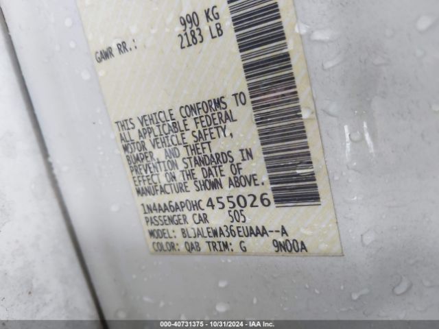 1N4AA6AP0HC455026 Nissan Maxima 3.5 Sl