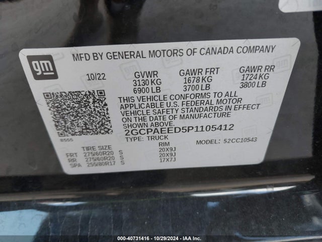 2GCPAEED5P1105412 Chevrolet Silverado 1500 2wd  Short Bed Ltz