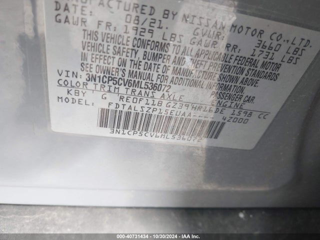Nissan Kicks Sv Xtronic Cvt 2021 3N1CP5CV6ML536072 Image 9