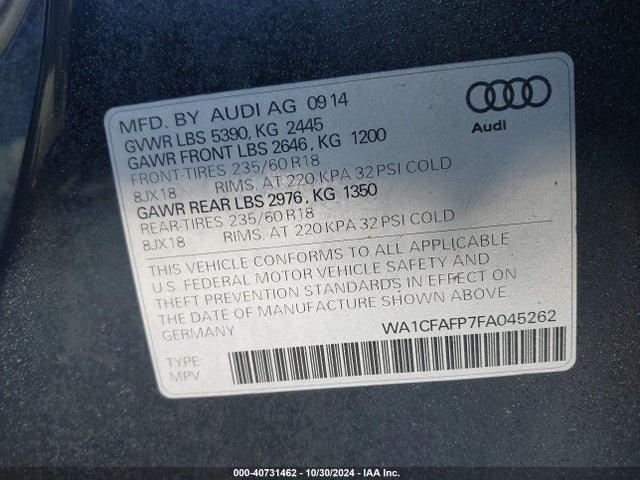 Audi Q5 2.0t Premium 2015 WA1CFAFP7FA045262 Image 9