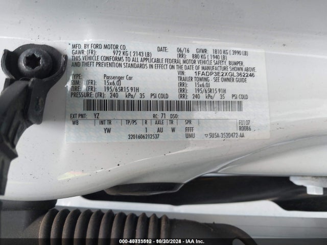 Ford 2016 2016 1FADP3E2XGL362246 Image 9