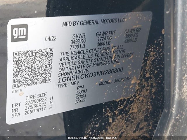 Chevrolet Suburban 4wd Lt 2022 1GNSKCKD3NR286800 Image 9