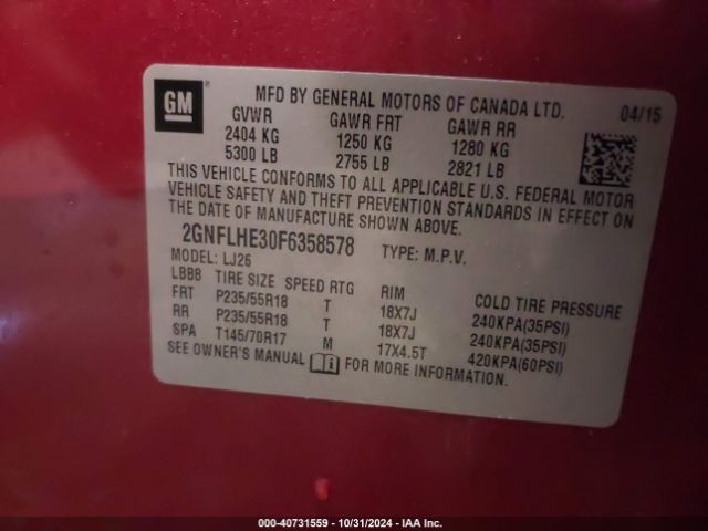 2GNFLHE30F6358578 Chevrolet Equinox Ltz