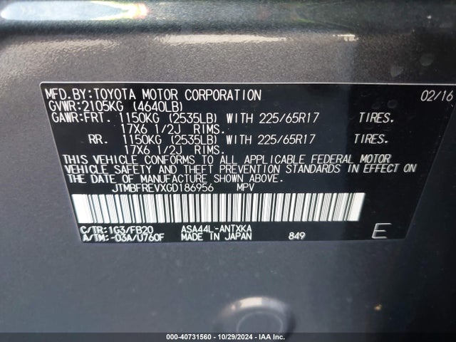 Toyota RAV4 LE 2016 JTMBFREVXGD186956 Image 9