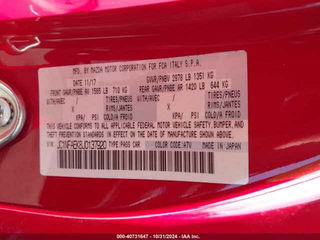 JC1NFAEK8J0137920 Fiat 124 Spider Abarth