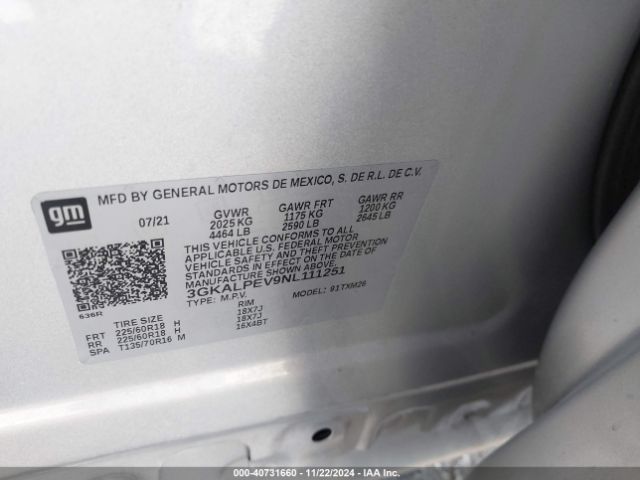 3GKALPEV9NL111251 GMC Terrain Fwd Slt