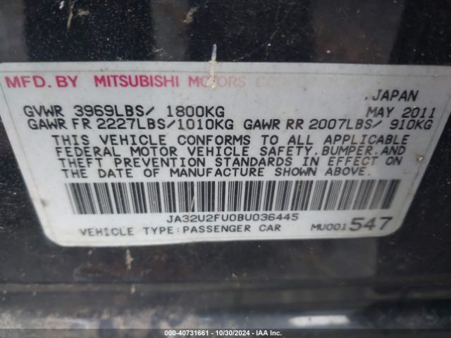 2011 MITSUBISHI LANCER JA32U2FU0BU036445 Photo 8