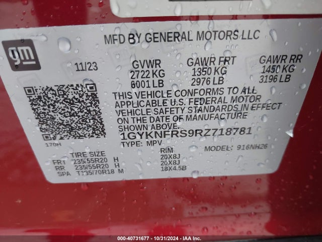 1GYKNFRS9RZ718781 Cadillac Xt5 Awd Premium Luxury