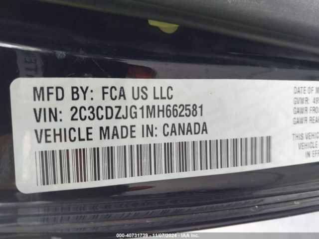 2C3CDZJG1MH662581 Dodge Challenger Gt