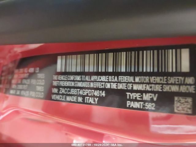 ZACCJBBT4GPD74614 Jeep Renegade Latitude