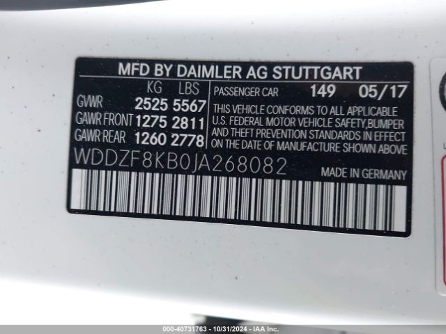 WDDZF8KB0JA268082 Mercedes-Benz Amg E 63 S 4matic