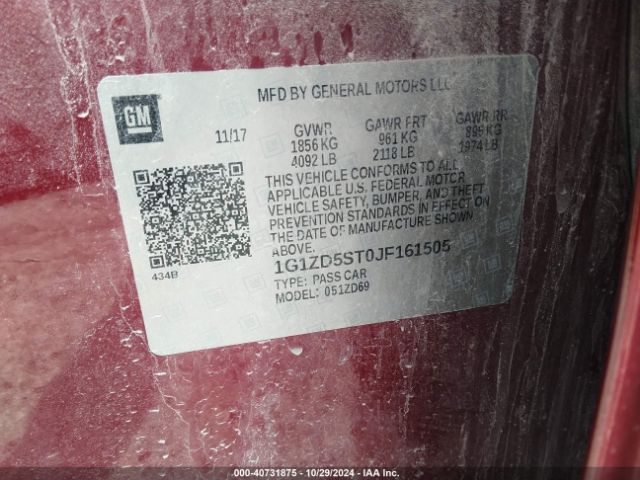 1G1ZD5ST0JF161505 Chevrolet MALIBU LT