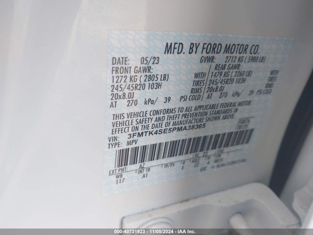 3FMTK4SE5PMA38365 Ford Mustang Mach-e Gt