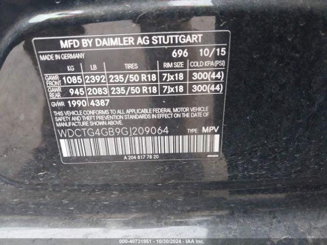 WDCTG4GB9GJ209064 Mercedes-Benz Gla 250 4matic
