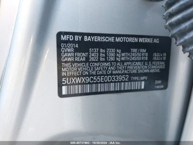 5UXWX9C55E0D33952 BMW X3 Xdrive28i