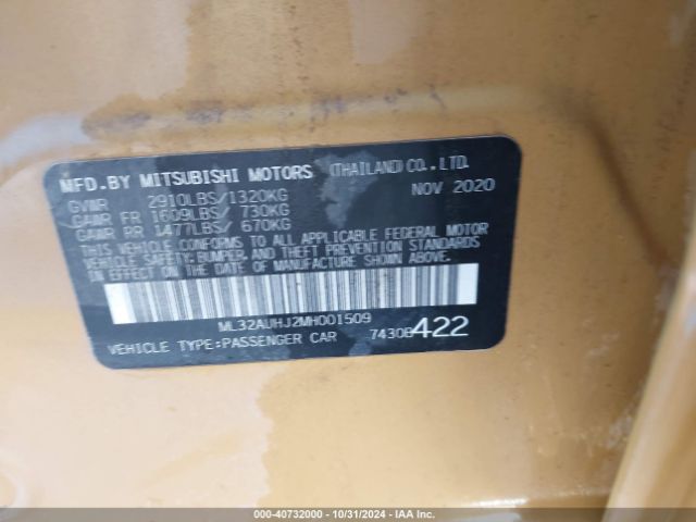 ML32AUHJ2MH001509 Mitsubishi Mirage Carbonite Edition/es/le