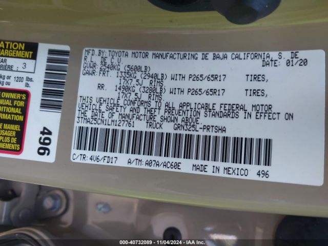 3TMAZ5CN1LM127761 Toyota Tacoma Trd Sport
