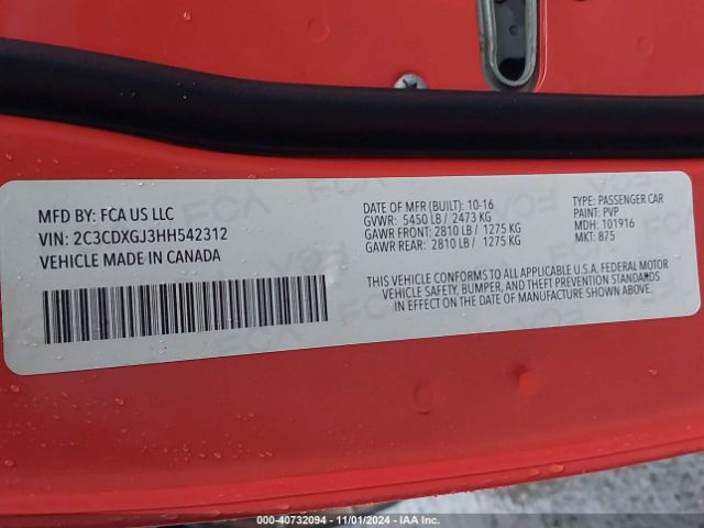 2C3CDXGJ3HH542312 Dodge Charger Daytona 392 Rwd