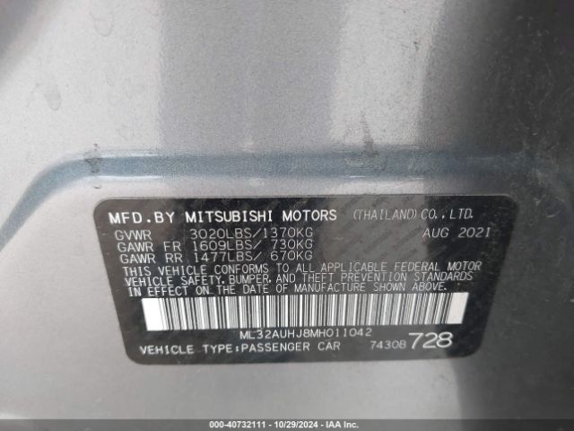 ML32AUHJ8MH011042 Mitsubishi Mirage Carbonite Edition/es/le