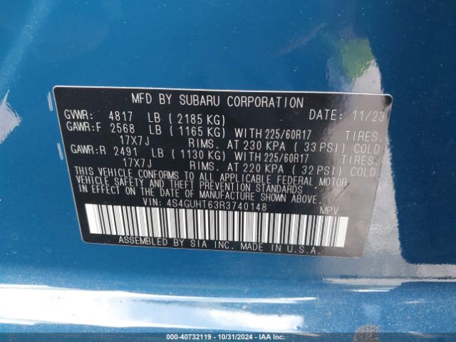 4S4GUHT63R3740148 Subaru Crosstrek Wilderness