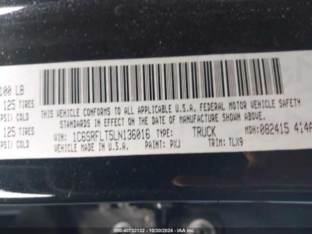 1C6SRFLT5LN136016 RAM 1500 Rebel  4x4 5'7 Box