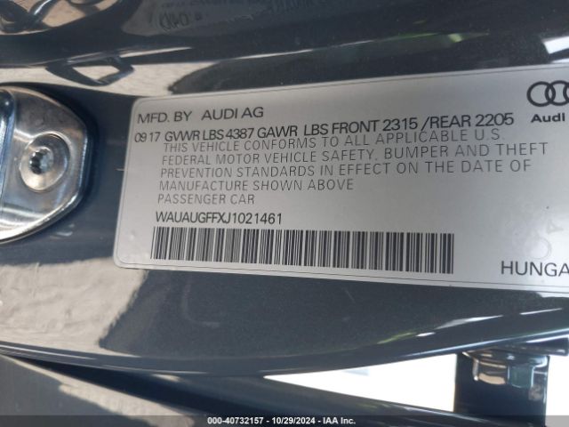 WAUAUGFFXJ1021461 Audi A3 2.0t Premium/2.0t Tech Premium