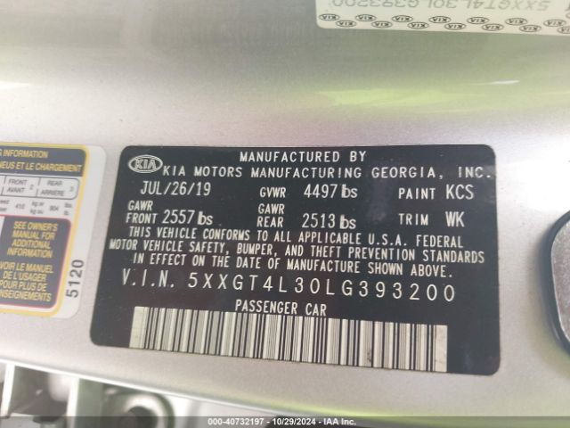 5XXGT4L30LG393200 KIA Optima Lx