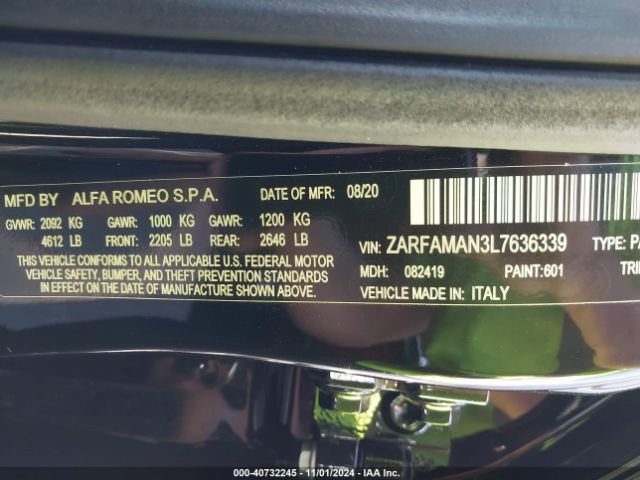 ZARFAMAN3L7636339 Alfa Romeo Giulia Rwd