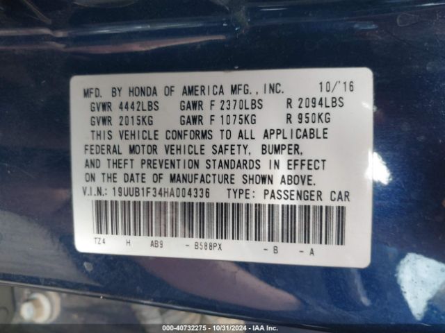 19UUB1F34HA004336 Acura TLX