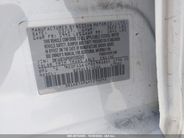3N1AB7AP6HY295242 Nissan SENTRA S