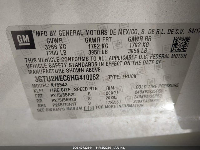 GMC Sierra 1500 Slt 2017 3GTU2NEC6HG410062 Image 9