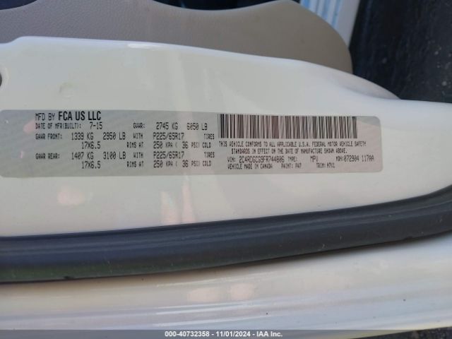 2C4RDGCG9FR744806 Dodge Grand Caravan Sxt