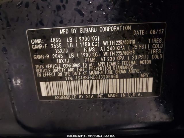 4S4BSENC8J3209968 Subaru Outback Limited
