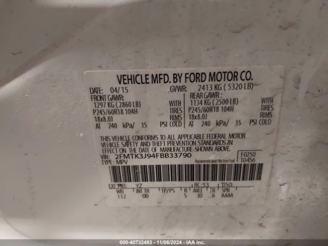2FMTK3J94FBB33790 Ford EDGE SEL