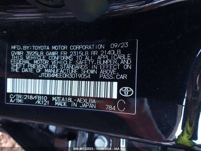 Toyota COROLLA LE 2024 JTDB4MEE0R3019054 Image 9
