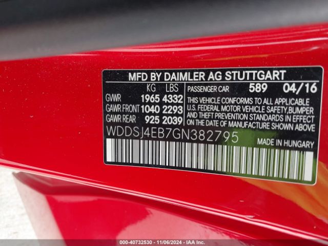 WDDSJ4EB7GN382795 Mercedes-Benz CLA 250