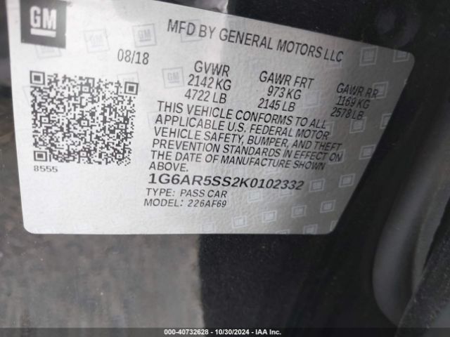 1G6AR5SS2K0102332 Cadillac CTS LUXURY