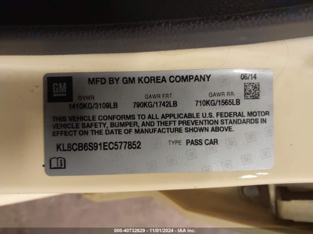 KL8CB6S91EC577852 Chevrolet Spark Ls Auto