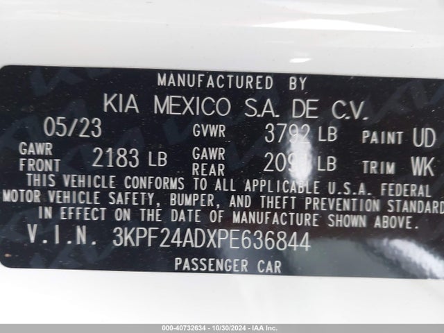 KIA FORTE LX 2023 3KPF24ADXPE636844 Image 9