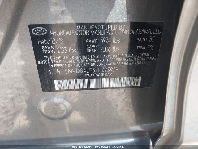 Hyundai Elantra Value Edition 2018 5NPD84LF3JH323979 Image 9