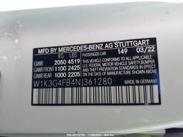 W1K3G4FB4NJ361280 Mercedes-Benz A 220 4matic