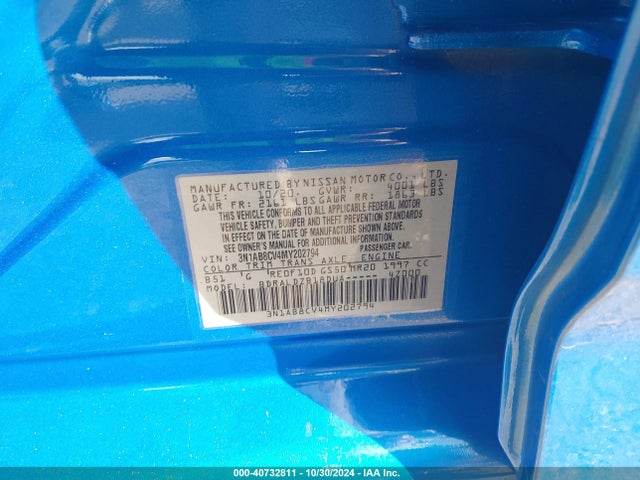 Nissan Sentra Sv Xtronic Cvt 2021 3N1AB8CV4MY202794 Image 9
